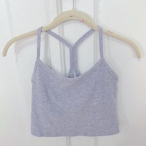 Beyond Yoga Space Dye Slim Racerback Crop Tank in Lavender, Gently Worn